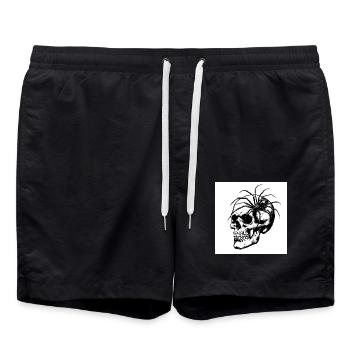 Crâne et araignée – Toile de la mort - Short de bain - noir - Devant - AI Model Male 185 light (185cm)