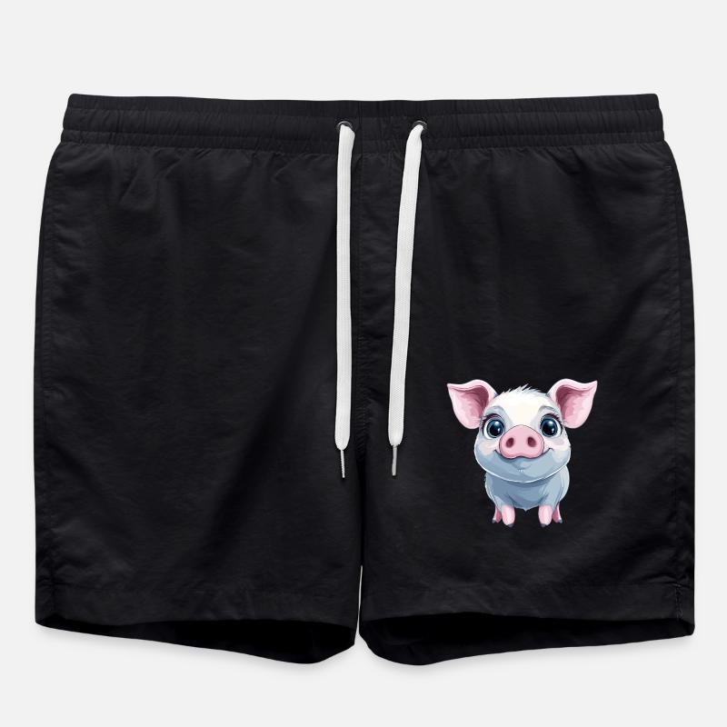 Glückliches rosa Schweinchen - Badeshorts - Schwarz