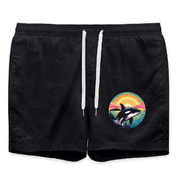 Orque au coucher du soleil - Short de bain - noir - Devant - AI Model Male 185 light (185cm)