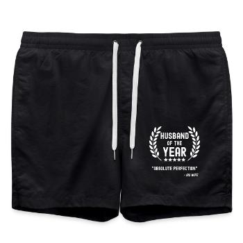 Husband of the Year Married Funny Wife - Swim Trunks - black - Front - AI Model Male 185 light (185cm)