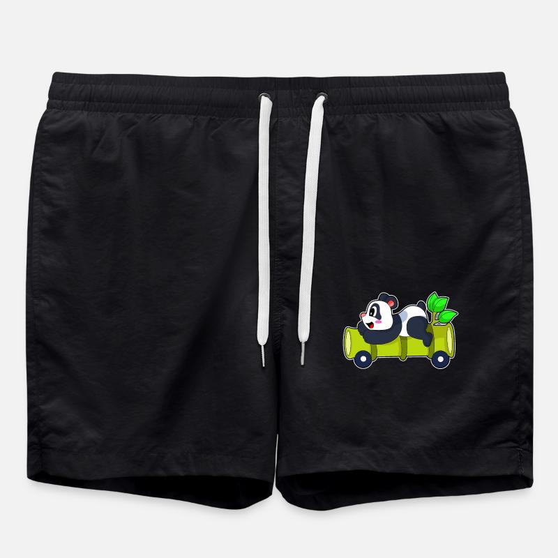 Panda Bamboo Car - Swim Trunks - black