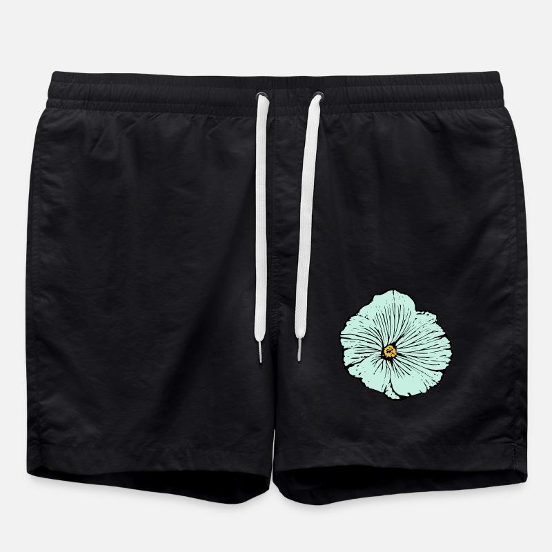 Blume hellblau blaue Blume Malve - Badeshorts - Schwarz