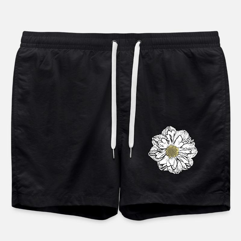 Blume weiß weiße Blumen Geschenk Muttertag Mutter - Badeshorts - Schwarz