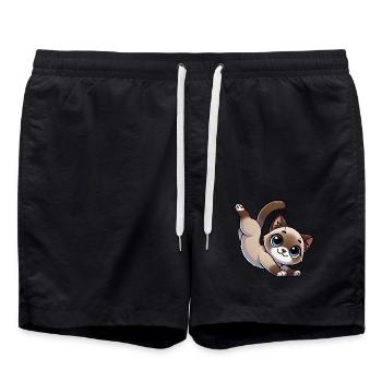 Süße Siamkatze Handstand Breakdance Cartoon - Badeshorts - Schwarz - Vorne - AI Model Male 185 light (185cm)