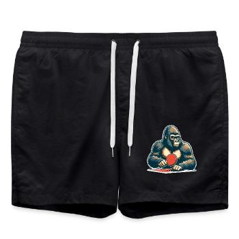 Tischtennis Gorilla - Badeshorts - Schwarz - Vorne - AI Model Male 185 light (185cm)