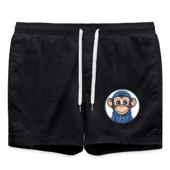 Cooler Affe mit Kapuze - Badeshorts - Schwarz - Vorne - AI Model Male 185 light (185cm)