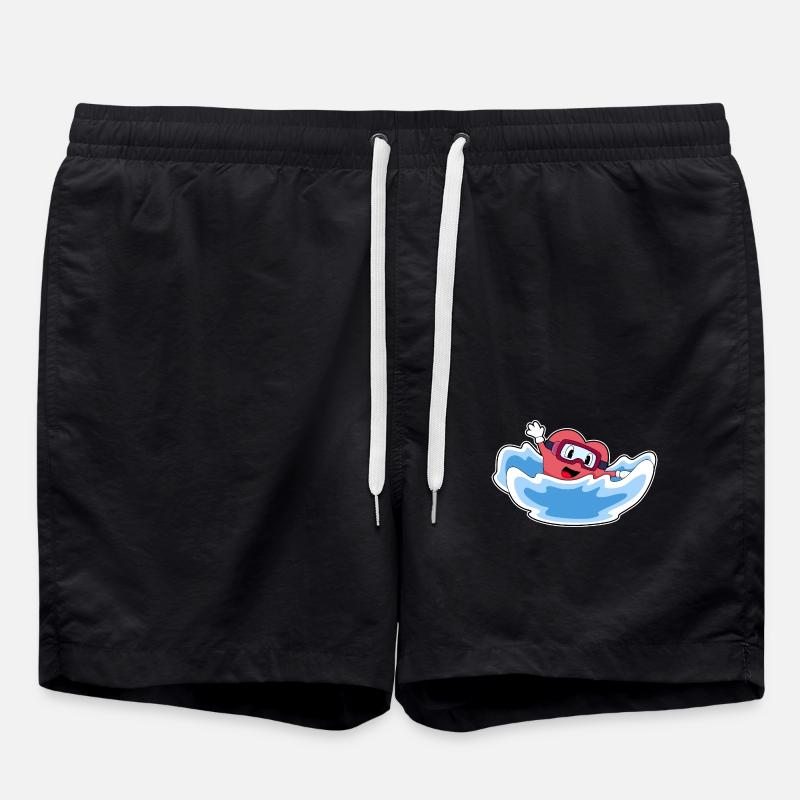 Heart Swimming Waves - Swim Trunks - black