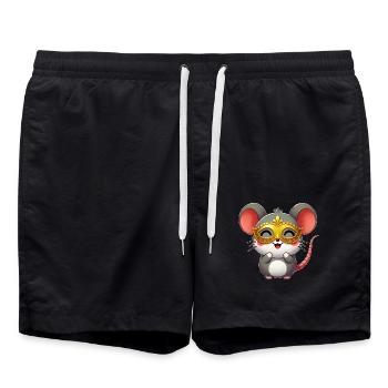 Cute Cartoon Mouse Mardi Gras Carnival - Swim Trunks - black - Front - AI Model Male 185 light (185cm)
