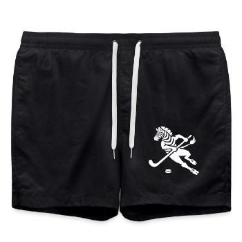 Minimalistisches Zebra Eishockey Silhouette - Swim Trunks - black - Front - AI Model Male 185 light (185cm)