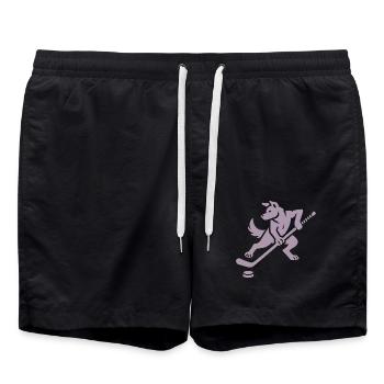 Husky Silhouette Eishockey Minimalistisches Design - Badeshorts - Schwarz - Vorne - AI Model Male 185 light (185cm)