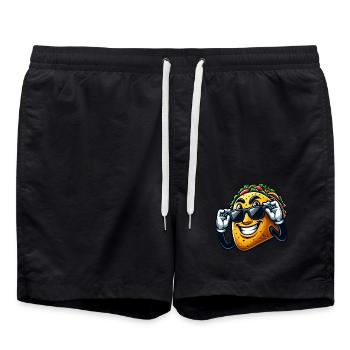 Taco Cartoon Mexikanisches Essen Film - Badeshorts - Schwarz - Vorne - AI Model Male 185 light (185cm)