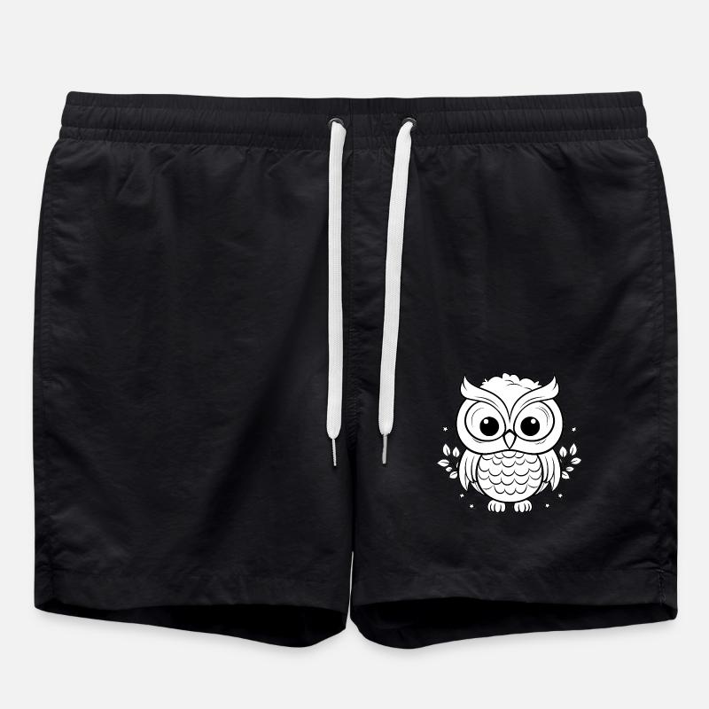 Süße Kinder Eule - Badeshorts - Schwarz