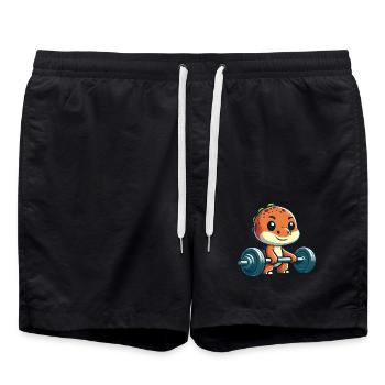 Süßer Dino T-Rex Langhantel Workout - Badeshorts - Schwarz - Vorne - AI Model Male 185 light (185cm)