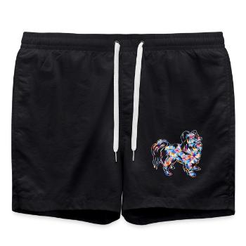 Papillon Dog Geometric - Swim Trunks - black - Front - AI Model Male 185 light (185cm)