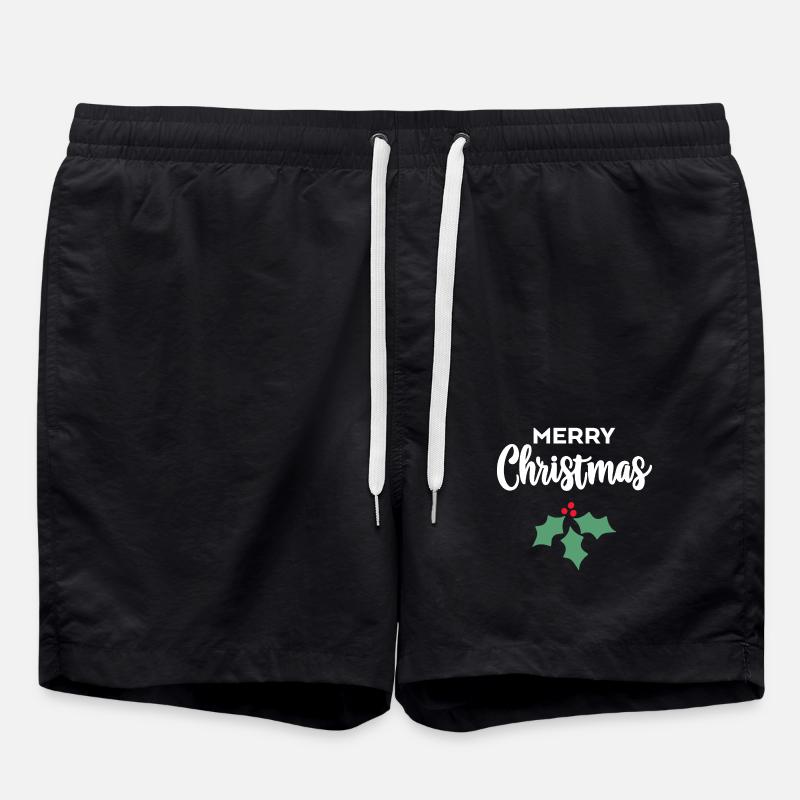 Merry Christmas Holly - Swim Trunks - black