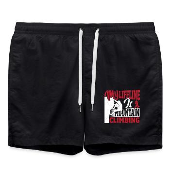 Ma bouée de sauvetage, c’est l’alpinisme, les aventures de randonnée - Short de bain - noir - Devant - AI Model Male 185 light (185cm)