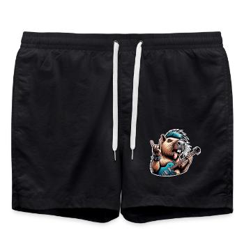 Capybara Rock and Roll Guitarist - Swim Trunks - black - Front - AI Model Male 185 light (185cm)