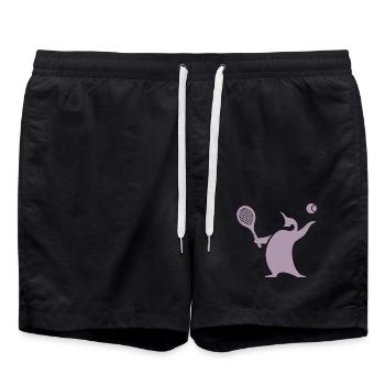 Pinguin Tennisspieler Silhouette Minimalistisch - Badeshorts - Schwarz - Vorne - AI Model Male 185 light (185cm)
