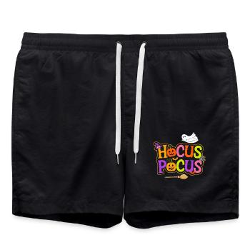 Halloween Hocus Pocus Spell Witch Ghost Pumpkin - Swim Trunks - black - Front - AI Model Male 185 light (185cm)