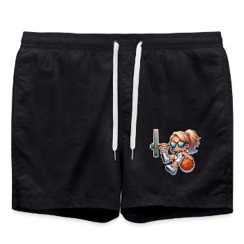 Basketball Girl Woman - Swim Trunks - black - Front - AI Model Male 185 light (185cm)