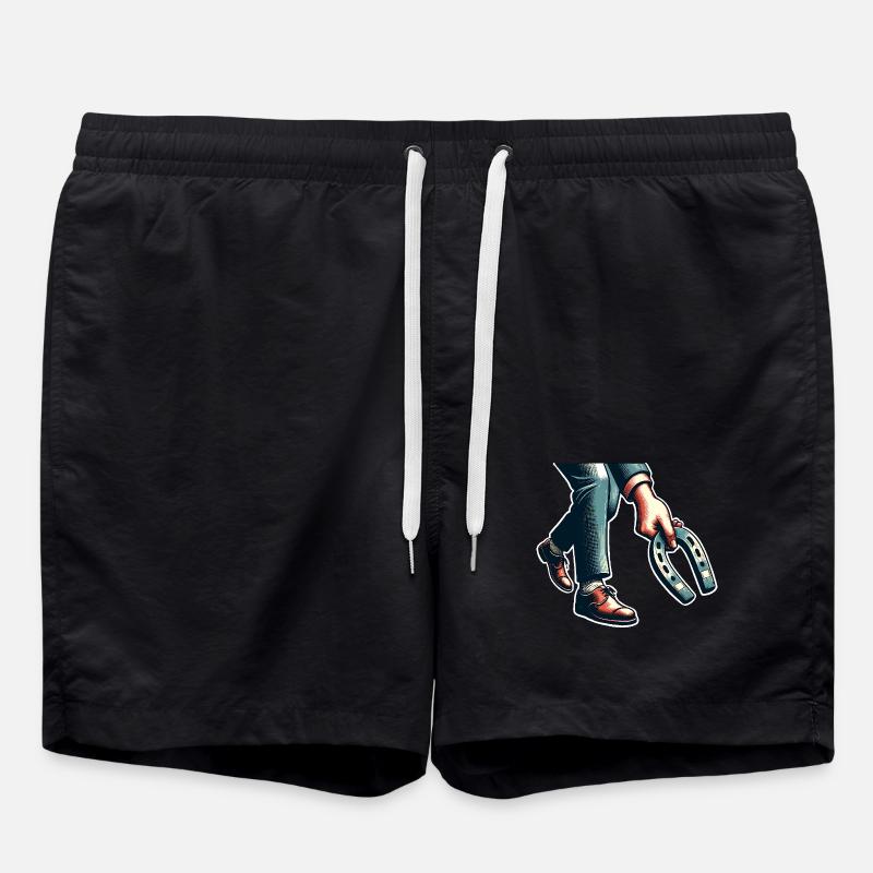 Hufeisenwerfen Horseshoe Pitching - Badeshorts - Schwarz