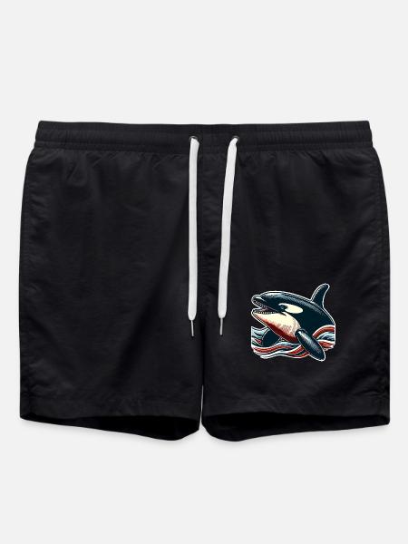 Orca Killer Whale - Swim Trunks - black