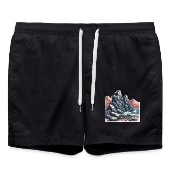 Rocher des montagnes - Short de bain - noir - Devant - AI Model Male 185 light (185cm)