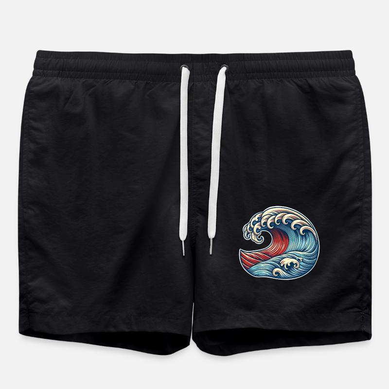 Welle - Badeshorts - Schwarz
