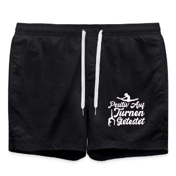 Turnen Mädchen Gymnastik Turnanzug Turnerin - Badeshorts - Schwarz - Vorne - AI Model Male 185 light (185cm)