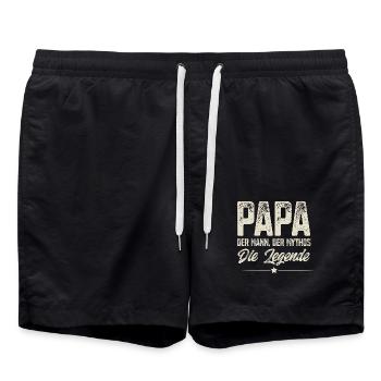 Papa Vater - Badeshorts - Schwarz - Vorne - AI Model Male 185 light (185cm)