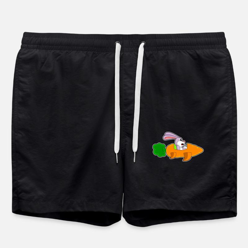 Rabbit Airplane Carrot - Swim Trunks - black