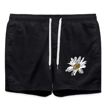Cadeau de fleurs blanches - Short de bain - noir - Devant - AI Model Male 185 light (185cm)