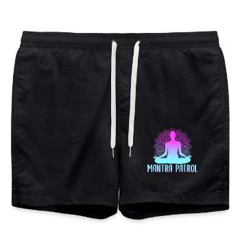 Yoga Mantra Patrouille Funny Yoga - Short de bain - noir - Devant - AI Model Male 185 light (185cm)