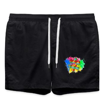 Autism Puzzle - Swim Trunks - black - Front - AI Model Male 185 light (185cm)