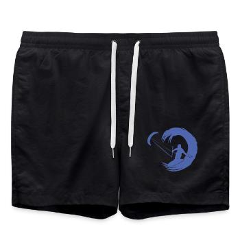 Kitesurfer Silhouette Giant Wave Adventure - Swim Trunks - black - Front - AI Model Male 185 light (185cm)