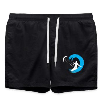 Kitesurfer Silhouette Giant Wave Adventure - Swim Trunks - black - Front - AI Model Male 185 light (185cm)