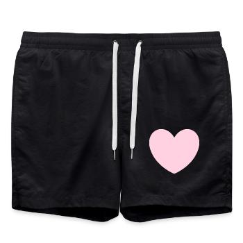 Cœur rose cadeau de la Saint-Valentin en cœur rose - Short de bain - noir - Devant - AI Model Male 185 light (185cm)