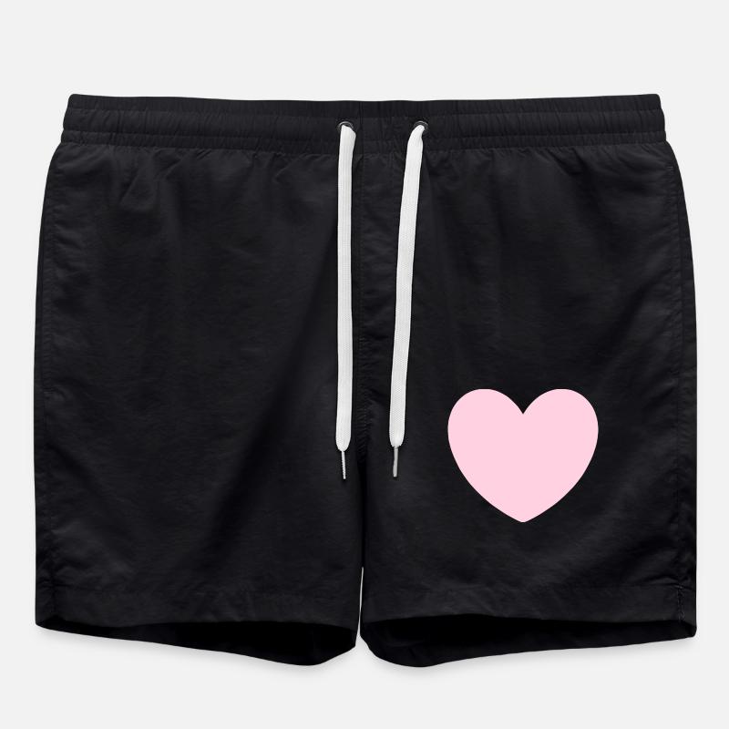 rosarotes Herz Herz rosa Geschenk Valentinstag - Badeshorts - Schwarz