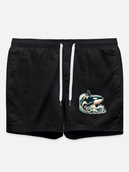 Orca Killer Whale - Swim Trunks - black