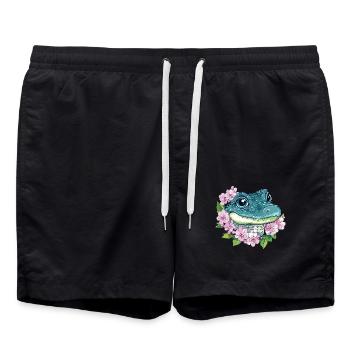 Cherry Blossom Crocodile - Swim Trunks - black - Front - AI Model Male 185 light (185cm)