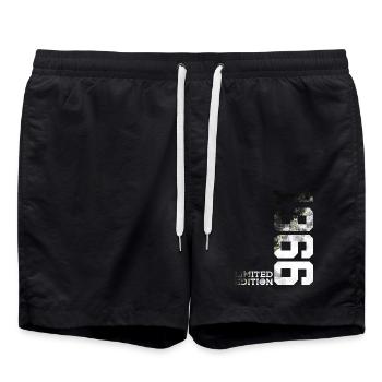 60. GEBURTSTAG LIMITED EDITION 1966 - Badeshorts - Schwarz - Vorne - AI Model Male 185 light (185cm)