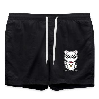 Chat avec des lunettes de soleil sur poulet - Short de bain - noir - Devant - AI Model Male 185 light (185cm)