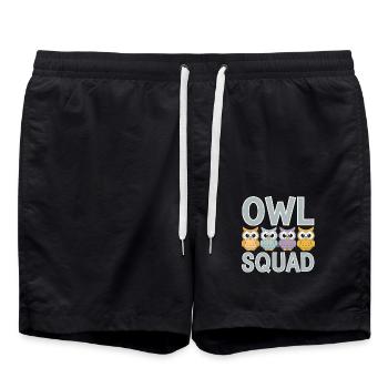 Eule Gruppen Design Eule Squad - Badeshorts - Schwarz - Vorne - AI Model Male 185 light (185cm)