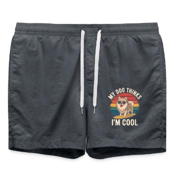 Zwergspitz Pomeranian Hund - Badeshorts - Anthrazit - Vorne - AI Model Male 185 light (185cm)