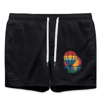 Montgolfière Rétro Sunset Forest - Short de bain - noir - Devant - AI Model Male 185 light (185cm)