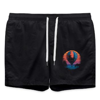 Montgolfière Rétro Sunset Vintage - Short de bain - noir - Devant - AI Model Male 185 light (185cm)