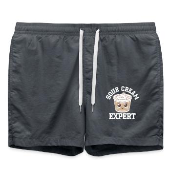 Sour Cream Expert Lustige Illustration - Badeshorts - Anthrazit - Vorne - AI Model Male 185 light (185cm)