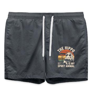 Das Nilpferd Ist Mein Spirituelles Tier - Badeshorts - Anthrazit - Vorne - AI Model Male 185 light (185cm)