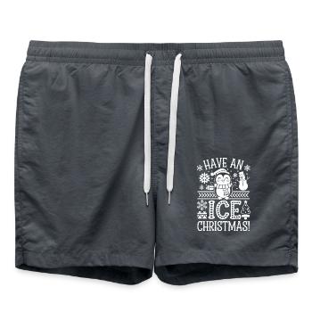 Jeu de mots de Noël pingouin - Short de bain - charbon - Devant - AI Model Male 185 light (185cm)