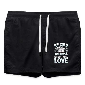 Penguin Christmas Icy Cold Hugs Warmth - Swim Trunks - black - Front - AI Model Male 185 light (185cm)